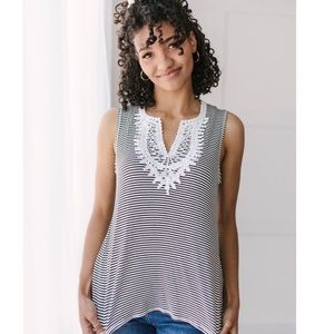 Stripe and Lace Tank